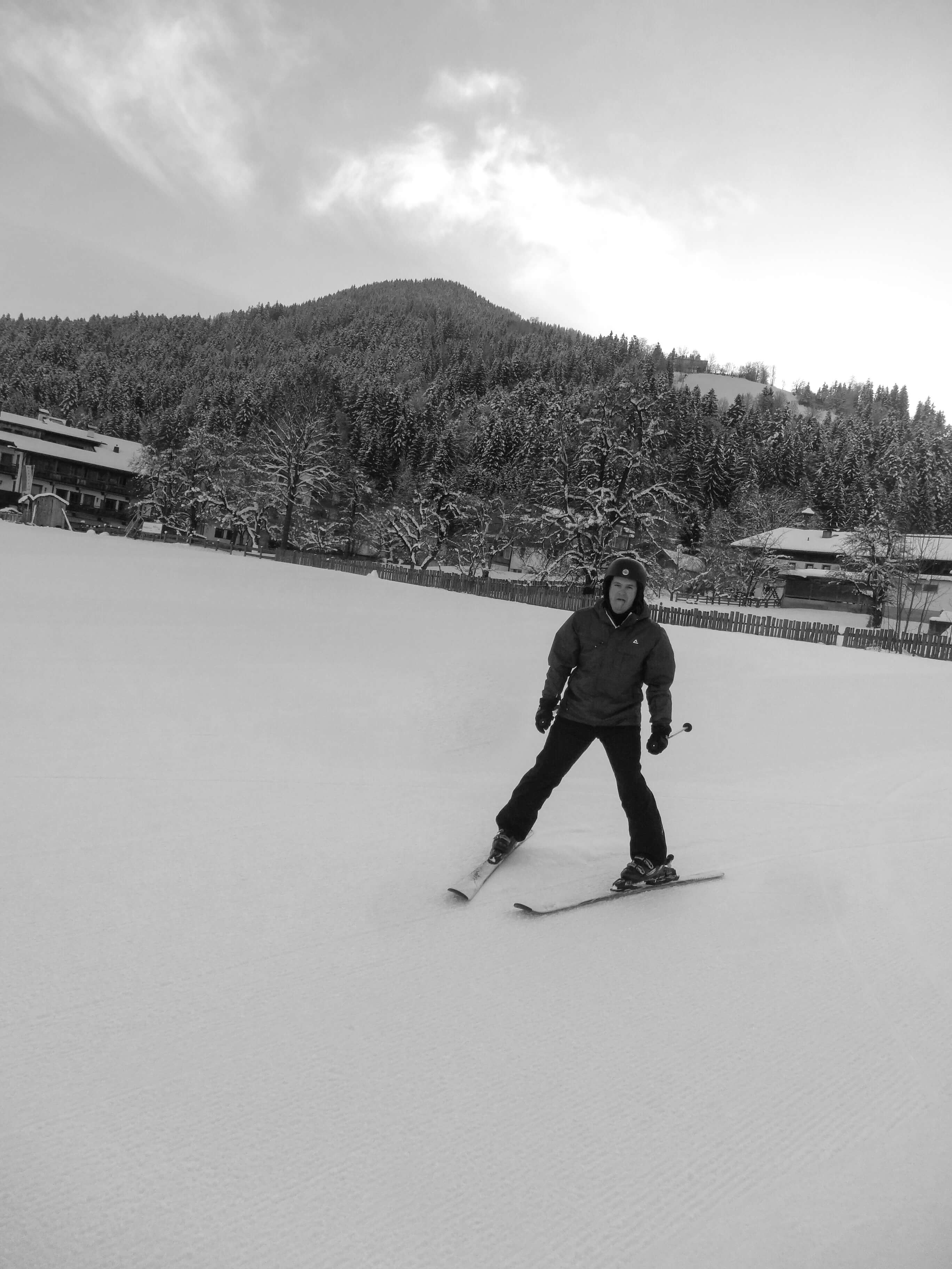 me doing one of my first snowploughs on the baby slope in soll