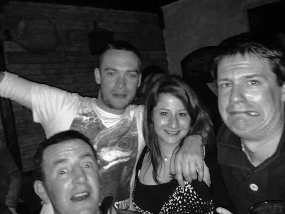 me scared drinking the night away with friends on my first skiing holiday